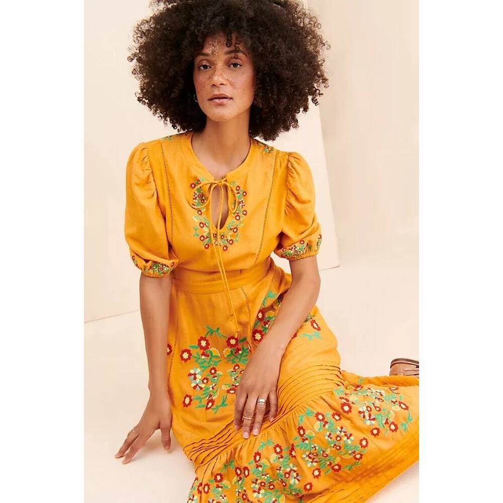 Ollari New York Embroidered Midi Dress - Size S